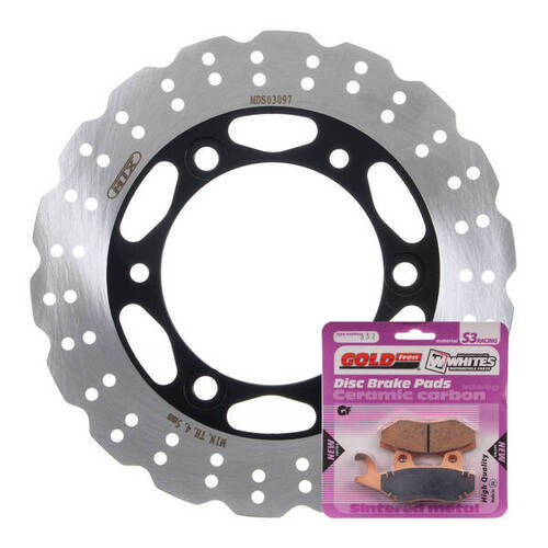 WHITES WAVE BRAKE DISC AND PAD REAR KIT - KAWASAKI NINJA EX300 '13-17