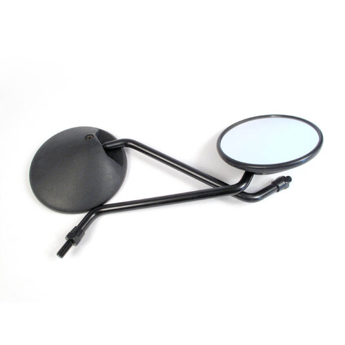 WHITES MIRRORS ROUND BENT STEM 8MM - BLACK