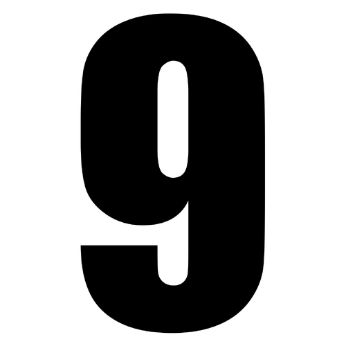 WHITES RACE NUMBER - BLACK #9 (10 PACK)