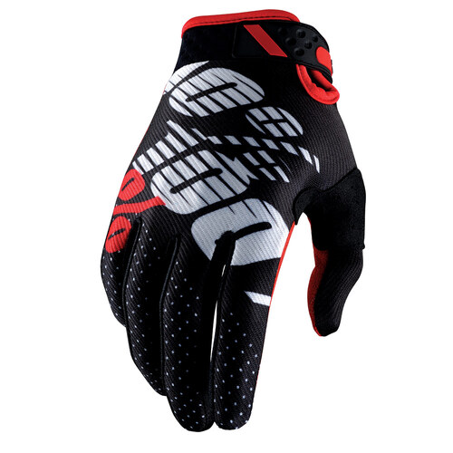 100% RIDEFIT GLOVES BLACK RED S