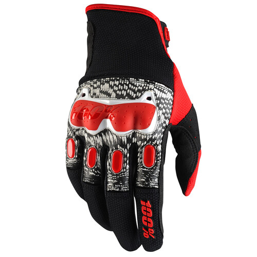 100% DERESTRICTED GLOVES BLACK WHITE RED S