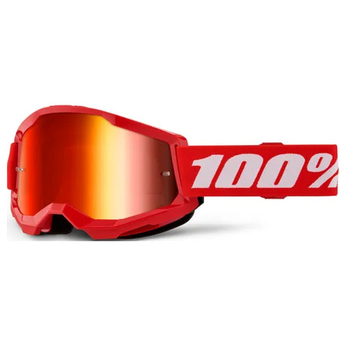 100% STRATA 2 GOGGLE RED W/ MIRROR RED LENS