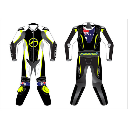 RICONDI JUNIOR RACING SERIES SUIT BLACK WHITE NEON 4Y