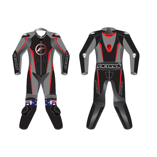 RICONDI RACING SERIES TALL SUIT BLACK GREY NEON ORANGE XS (48)