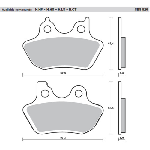 SBS 826H.HS FRONT PADS - SINTER STREET AMERICAN V-TWIN