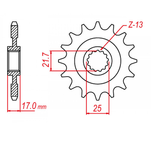 MTX 1381 STEEL FRONT SPROCKET 520 PITCH 15-TEETH - 10-MGZ-15