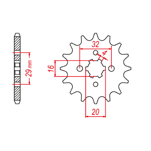 MTX 1425 STEEL FRONT SPROCKET 428 PITCH 13-TEETH - 10-1425-13