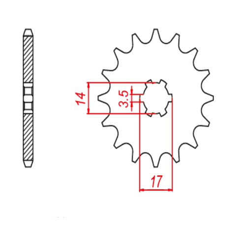 MTX 1540 STEEL FRONT SPROCKET 420 PITCH 14-TEETH - 10-1540-14