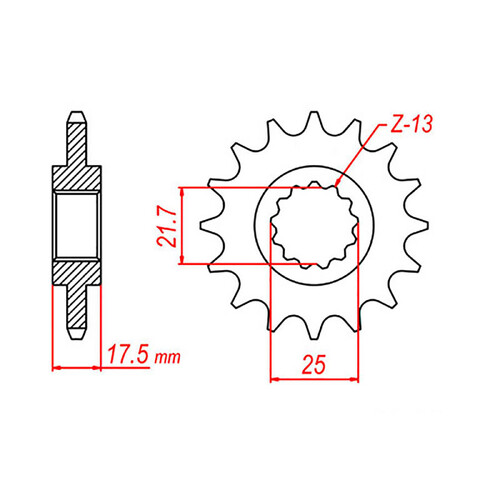 MTX 297 STEEL FRONT SPROCKET 525 PITCH 15-TEETH - 10-KY2-15