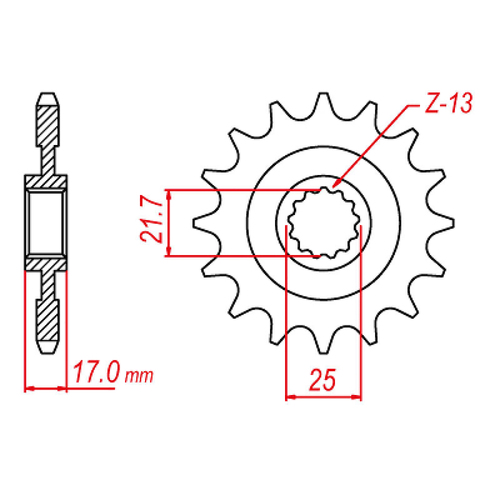 MTX 1373 STEEL FRONT SPROCKET 520 PITCH 15-TEETH - 10-MGS-15