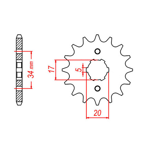 MTX 1327 STEEL FRONT SPROCKET 520 PITCH 15-TEETH - 10-KK1-15