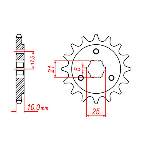 MTX 1448 STEEL FRONT SPROCKET 525 PITCH 13-TEETH - 10-31D-13