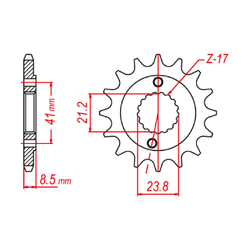 MTX 1322 STEEL FRONT SPROCKET 520 PITCH 16-TEETH - 10-587-16