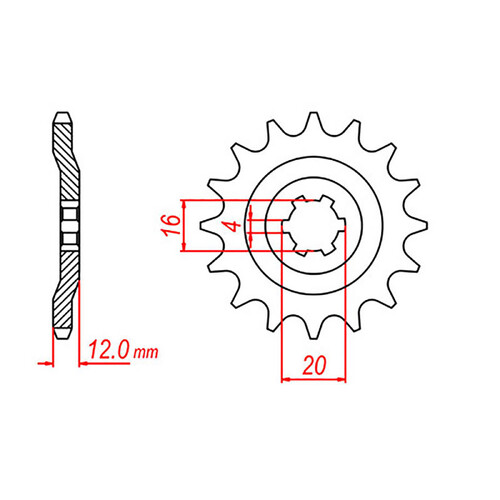 MTX 1606 STEEL FRONT SPROCKET 428 PITCH 14-TEETH - 10-382-14