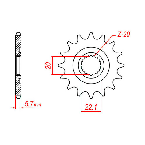 MTX 1590 STEEL FRONT SPROCKET 520 PITCH 12-TEETH - 10-5NL-12