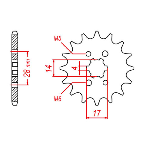 MTX 277 STEEL FRONT SPROCKET 428 PITCH 13-TEETH - 10-277-13