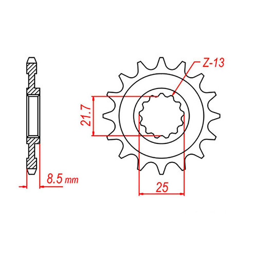 MTX 1537 STEEL FRONT SPROCKET 525 PITCH 17-TEETH - 10-537-17