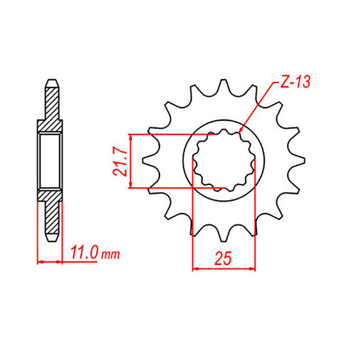 MTX 1595 STEEL FRONT SPROCKET 520 PITCH 16-TEETH - 10-595-16