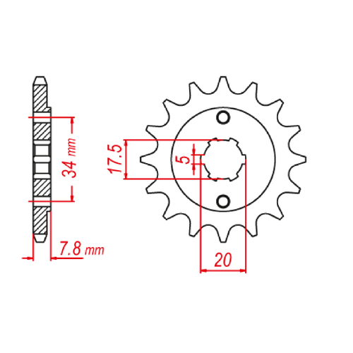 MTX 327 HORNET LIGHTWEIGHT STEEL FRONT SPROCKET 520 PITCH 13-TEETH - 10B-KRO-13