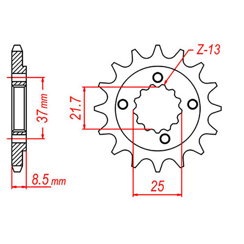 MTX 1309 STEEL FRONT SPROCKET 520 PITCH 15-TEETH - 10-103-15