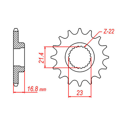 MTX 582 STEEL FRONT SPROCKET 520 PITCH 16-TEETH - 10-4BR-16