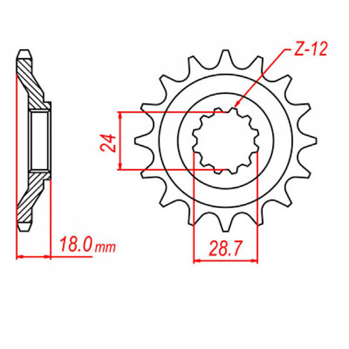 MTX 516 STEEL FRONT SPROCKET 520 PITCH 14-TEETH - 10-126-14