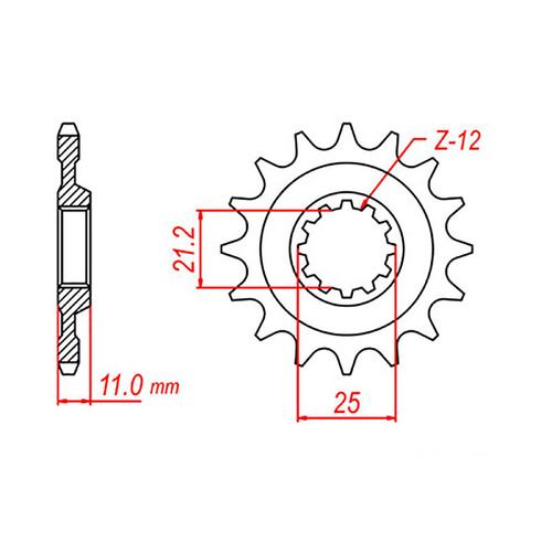 MTX 824 STEEL FRONT SPROCKET 520 PITCH 12-TEETH - 10-HQ5-12