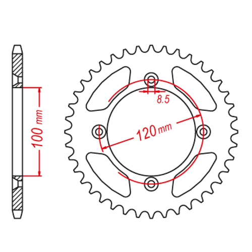 MTX 798 STEEL REAR SPROCKET 420 PITCH 47-TEETH - 11-02B-47