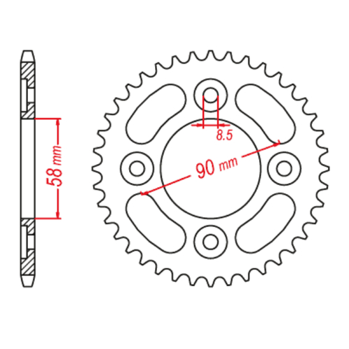 MTX 1212 STEEL REAR SPROCKET 428 PITCH 37-TEETH - 11-1212-37