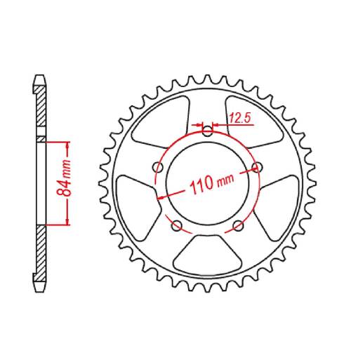 MTX 1225 STEEL REAR SPROCKET 520 PITCH 40-TEETH - 11-1225-40