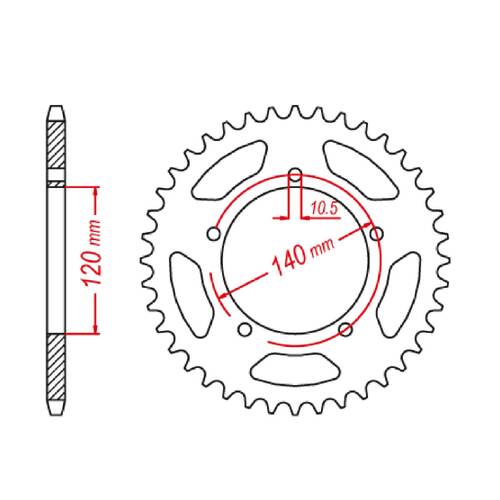 MTX 1793 STEEL REAR SPROCKET 520 PITCH 43-TEETH - 11-1793-43