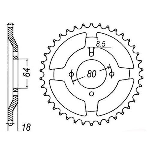 MTX 1925 STEEL REAR SPROCKET 428 PITCH 47-TEETH - 11-482-47