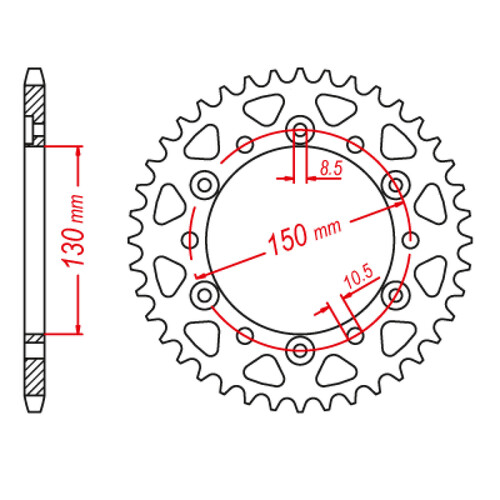 MTX 245/3 STEEL REAR SPROCKET 520 PITCH 40-TEETH - 11-MG3-40