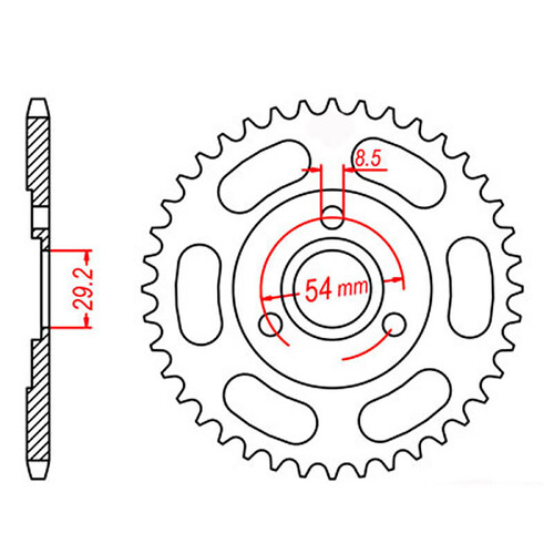 MTX 255 STEEL REAR SPROCKET 420 PITCH 35-TEETH - 11-120-35