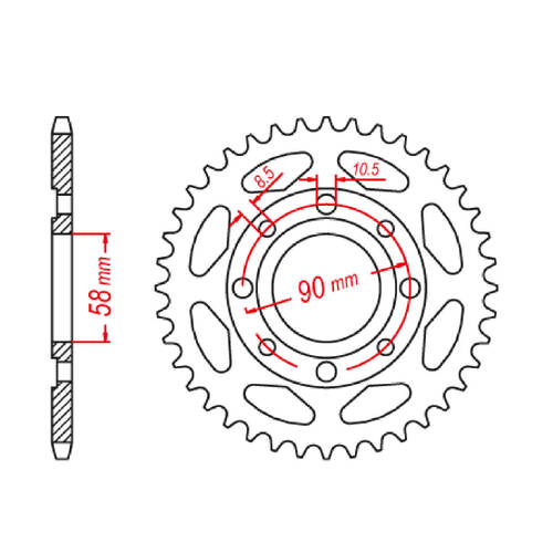 MTX 269 STEEL REAR SPROCKET 428 PITCH 45-TEETH - 11-437-45