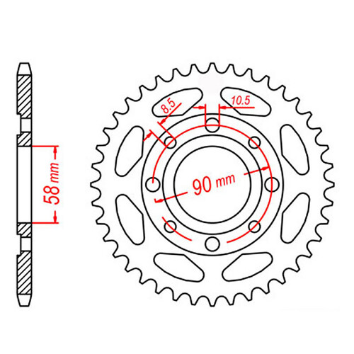 MTX 269 STEEL REAR SPROCKET 428 PITCH 47-TEETH - 11-437-47