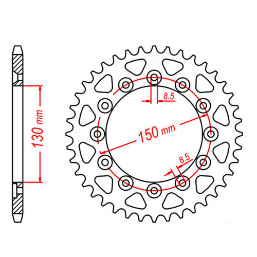 MTX 245/2 STEEL REAR SPROCKET 520 PITCH 40-TEETH - 11-428-40