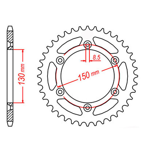 MTX 245/2 STEEL REAR SPROCKET 520 PITCH 52-TEETH - 11-428-52