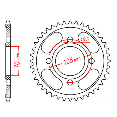 MTX 278 STEEL REAR SPROCKET 530 PITCH 38-TEETH - 11-367-38