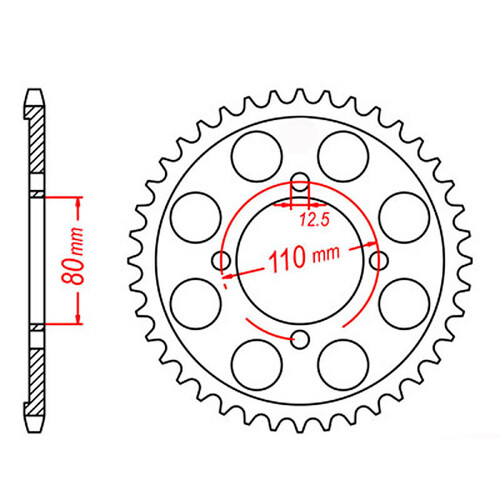 MTX 284 STEEL REAR SPROCKET 530 PITCH 48-TEETH - 11-300-48