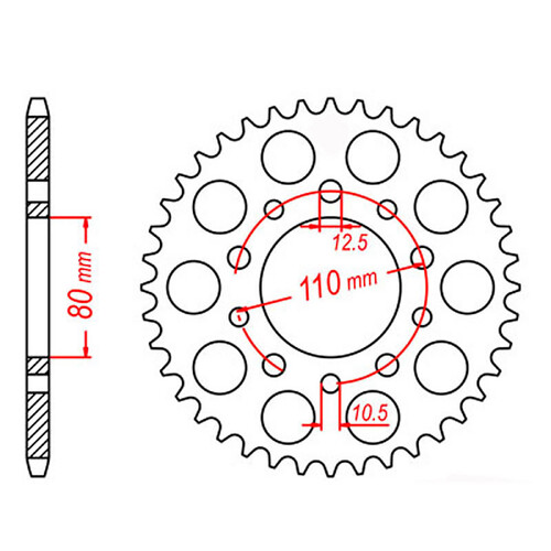 MTX 1334 STEEL REAR SPROCKET 530 PITCH 36-TEETH - 11-438-36