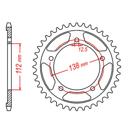 MTX 302 STEEL REAR SPROCKET 530 PITCH 44-TEETH - 11-MW0-44