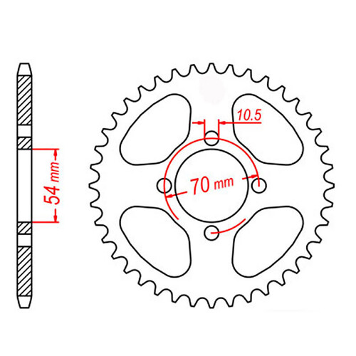 MTX 1206 STEEL REAR SPROCKET 428 PITCH 42-TEETH - 11-206-42