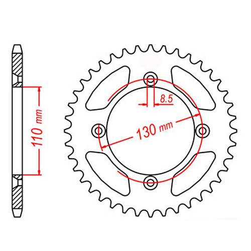 MTX 215 STEEL REAR SPROCKET 420 PITCH 46-TEETH - 11-4GC-46