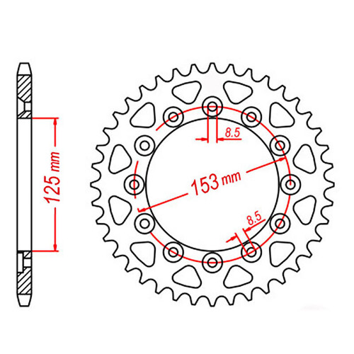 MTX 210 STEEL REAR SPROCKET 520 PITCH 55-TEETH - 11-KAE8-55