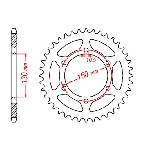 MTX 305 STEEL REAR SPROCKET 520 PITCH 45-TEETH - 11-305-45