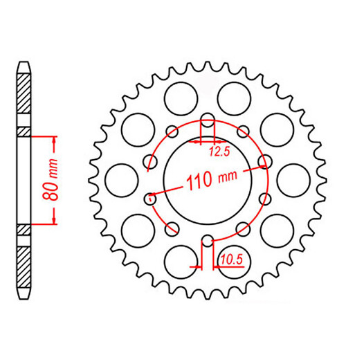 MTX 1332 STEEL REAR SPROCKET 525 PITCH 42-TEETH - 11-MW3-42