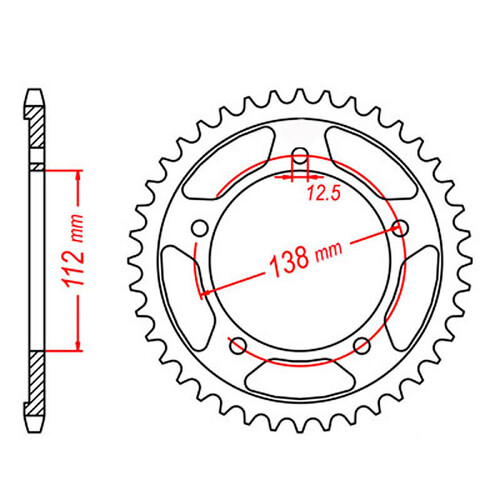 MTX 1304 STEEL REAR SPROCKET 525 PITCH 38-TEETH - 11-MAS-38