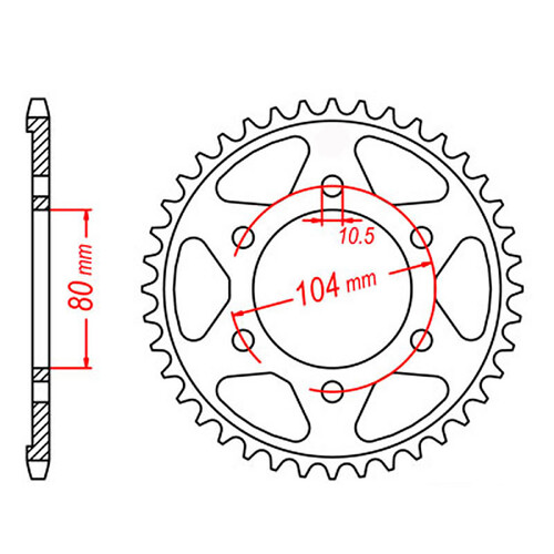 MTX 1489 STEEL REAR SPROCKET 525 PITCH 39-TEETH - 11-503-39