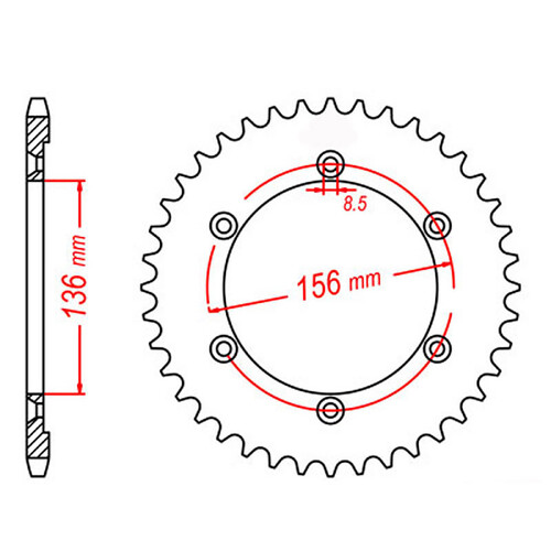 MTX 1791 STEEL REAR SPROCKET 525 PITCH 42-TEETH - 11-32E-42